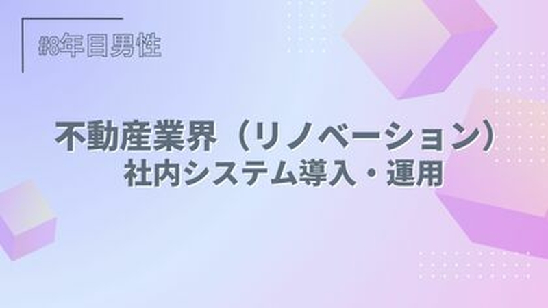 不動産業界（リノベーション）/社内システム導入・運用/8年目/男性